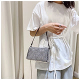 Rhinestone Chain Small Square Bag Underarm Shoulder Bag