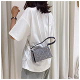 Rhinestone Chain Small Square Bag Underarm Shoulder Bag