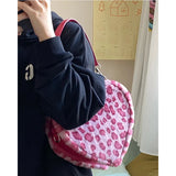 Plush Love Shape Box Bag Leopard Handbag