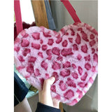 Plush Love Shape Box Bag Leopard Handbag