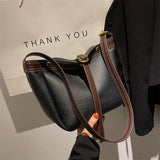 Winter Ladies Shoulder Bag PU Stitching Underarm Messenger Bag