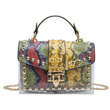 Women's Rivet 2Pcs Mother's Bag Messenger Snake Print Handbag