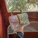 Women's Rivet 2Pcs Mother's Bag Messenger Snake Print Handbag