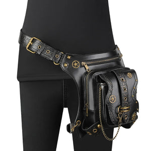Punk Motorcycle Chain Waist Bag Retro Pockets Outdoor Leg Bag