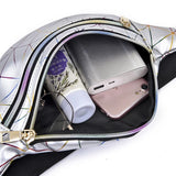 Pink Silver Geometric Fanny Pack Women's Belt Bag