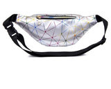 Women's Pink Silver Fanny Pack Geometric Waist Bag