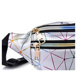 Women's Pink Silver Fanny Pack Geometric Waist Bag