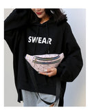 Women's Pink Silver Fanny Pack Geometric Waist Bag