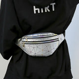Women's Pink Silver Fanny Pack Geometric Waist Packs Phone Pouch