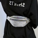 Pink Silver Geometric Fanny Pack Women's Belt Bag