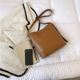 Women's Casual Shoulder Bag 2-Piece Set Solid Leather Texture Fabric
