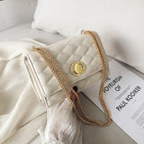 Women's Chain Shoulder Bag Striped Girl Handbag PU Waterproof