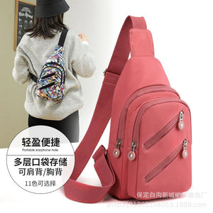 Women's Nylon Chest Bag Large Capacity Shoulder Messenger
