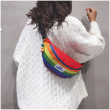 Women's Colorful Waist Bag Rainbow Nylon Small Chest Bag