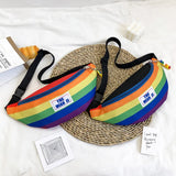 Women's Colorful Waist Bag Rainbow Nylon Small Chest Bag