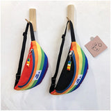 Women's Colorful Waist Bag Rainbow Nylon Small Chest Bag