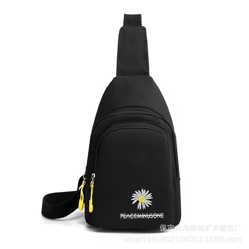 Women's Embroidered Chest Bag Canvas Single Shoulder Bag