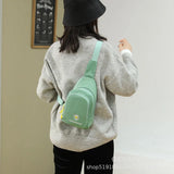 Women's Embroidered Chest Bag Canvas Single Shoulder Bag