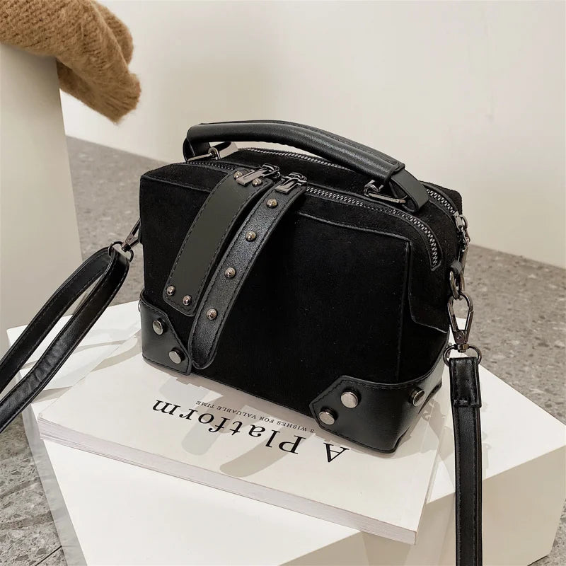 Women's Suede Shoulder Bag, High-Quality Handbag Series