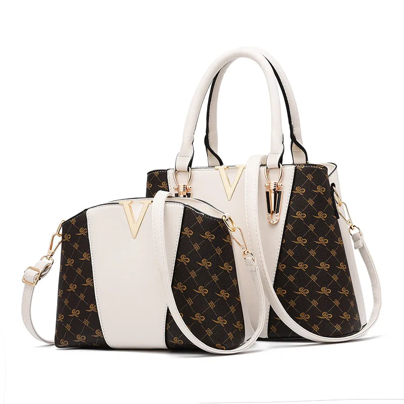 Women's V-Shaped Handbag Soft PU Leather Shoulder Bag