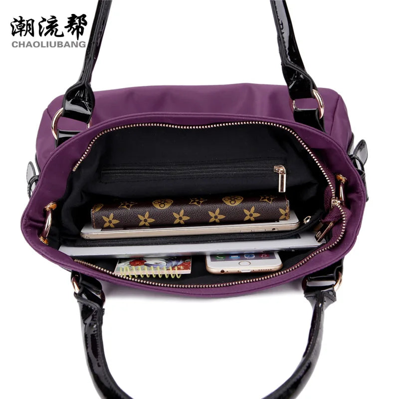 Vintage Purple Waterproof Nylon Travel Tote Shoulder Bag