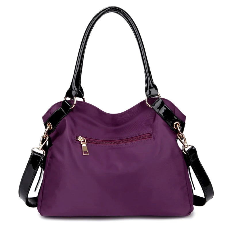 Vintage Purple Waterproof Nylon Travel Tote Shoulder Bag