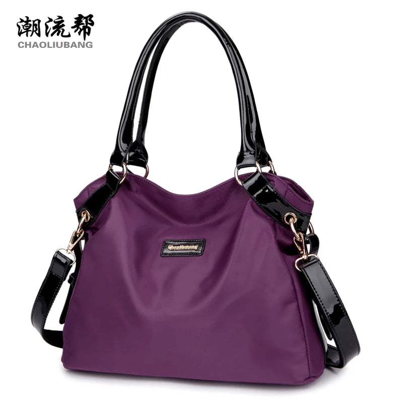 Vintage Purple Waterproof Nylon Travel Tote Shoulder Bag