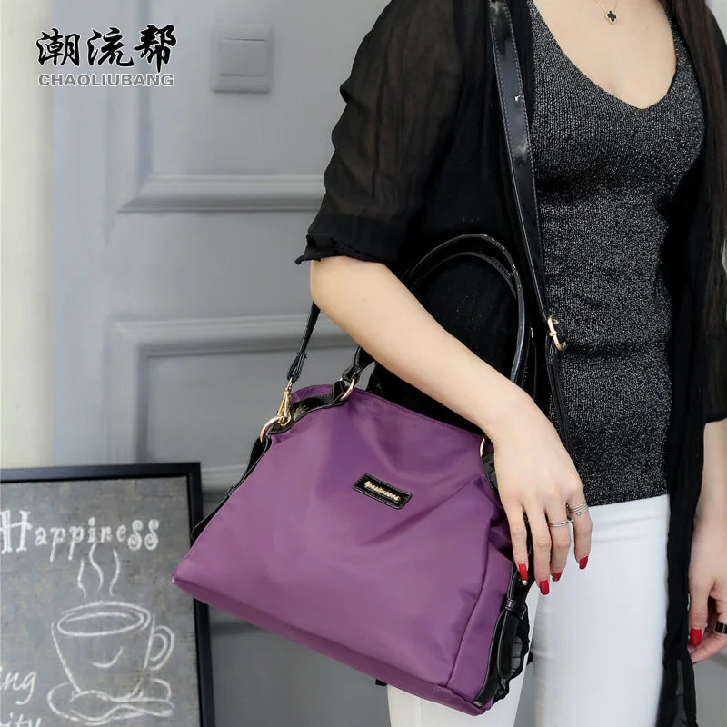Vintage Purple Waterproof Nylon Travel Tote Shoulder Bag
