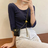 Women's Leather Banana Chain Bag Waist Chest Strap Bag