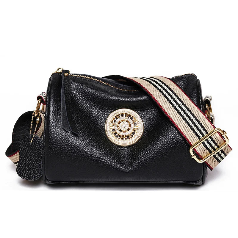 Women's Soft Leather Handbag with Fluffy Detail