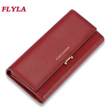 Women's Long Leather Wallet Large-Capacity Tri-Fold Clutch Purse