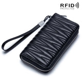 Women's Long Clutch Wallet Zipper Wristband Large Capacity Thick Purse