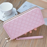 Women's Double Zipper Lady Handbag with Bright Diamond Pattern