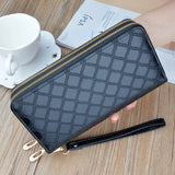 Women's Double Zipper Lady Handbag with Bright Diamond Pattern