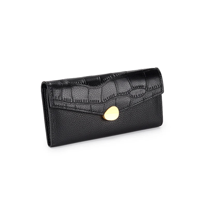 Women's Crocodile Pattern Leather Long Wallet - Large Capacity Hand Wallet