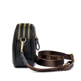Women's Cowhide Shoulder Bag Wide Woven Leather Messenger Purse