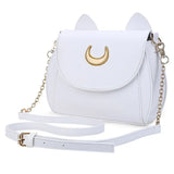 Moon Sea Handbag with Cat Chain, PU Leather