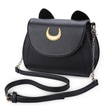 Moon Sea Handbag with Cat Chain, PU Leather