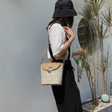 Wide Strap Shoulder Bag Lace Flower Woven Bucket Bag