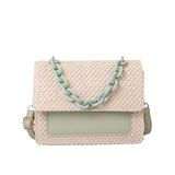 Women's Chain Straw Shoulder Bag All-Match Portable Small Square Bag