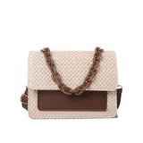 Women's Chain Straw Shoulder Bag All-Match Portable Small Square Bag