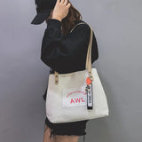 One-Shoulder Canvas Tote Bag Large Capacity Schoolbag Handbag