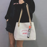One-Shoulder Canvas Tote Bag Large Capacity Schoolbag Handbag