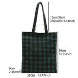 Women's Plaid Canvas Shopping Shoulder Bag Large-capacity Handbag