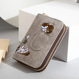 Embroidered Canvas Short Bag Women's Purse