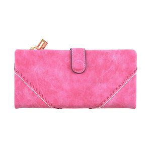 Women's Long Lace Frosted Buckle Zipper Wallet