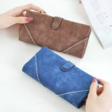 Women's Long Lace Frosted Buckle Zipper Wallet