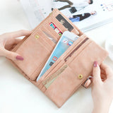 Women's Long Lace Frosted Buckle Zipper Wallet
