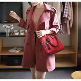 Solid Fringe Shoulder Zip Tote Handbag for Women