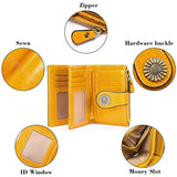 Women's Short Wallet Oil Wax Cow Leather RFID Anti-Theft Wallet